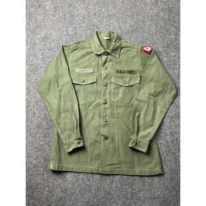 Mens Shirt U.S. Army OG-107 Sateen Vietnam Era 1967 Daniels Patch, Size M